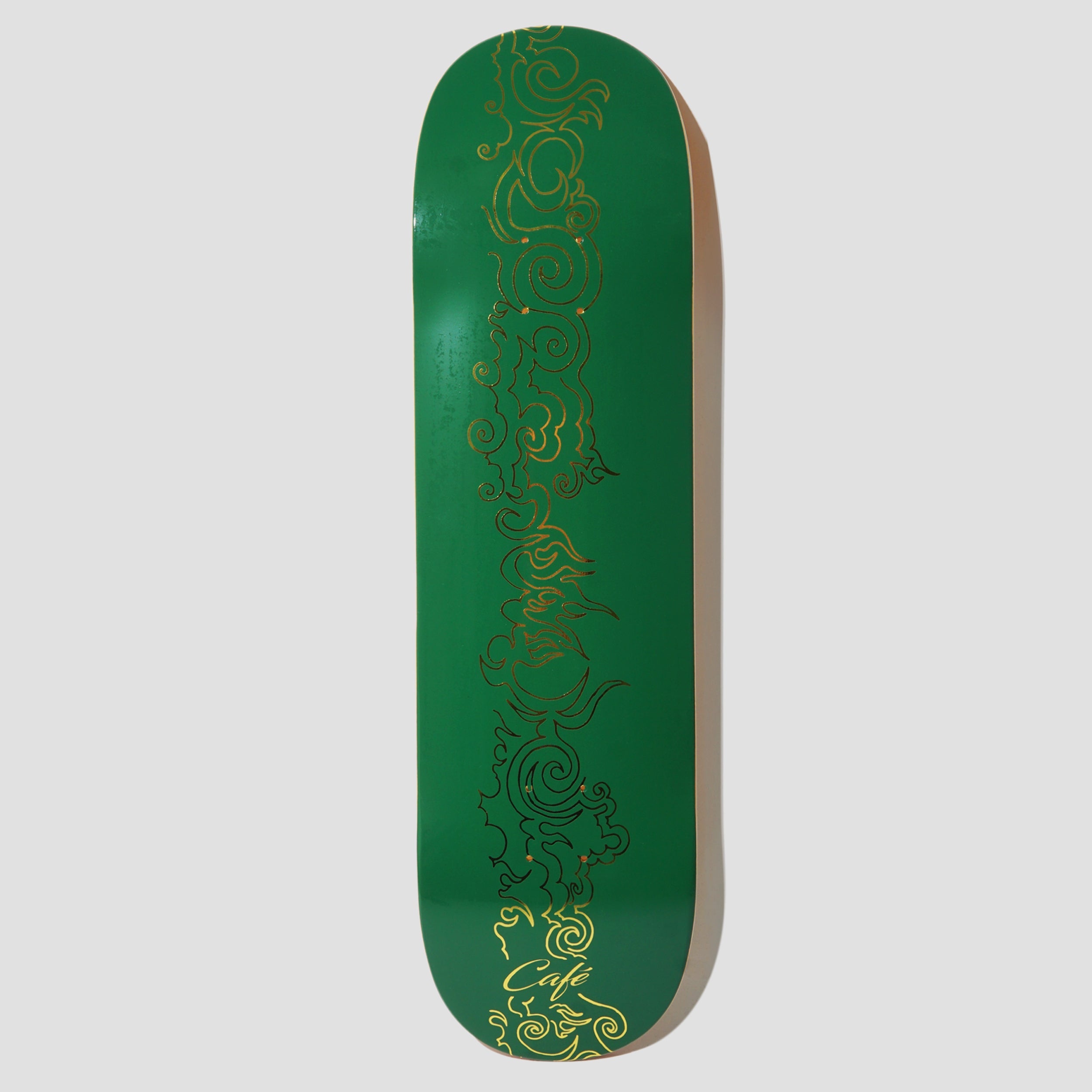 Skateboard Cafe 8.375 Clouds C2 Shape Skateboard Deck Forest Green / Gold Foil