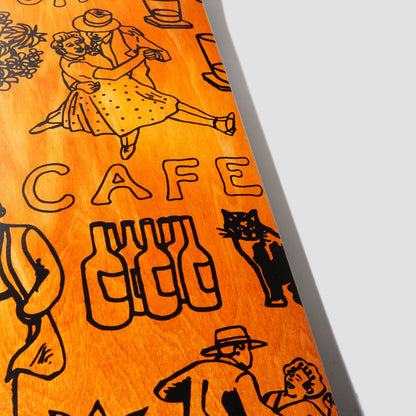 Skateboard Cafe 8.25 Gaurab Sketches Skateboard Deck C2 Shape Orange