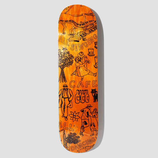 Skateboard Cafe 8.25 Gaurab Sketches Skateboard Deck C2 Shape Orange