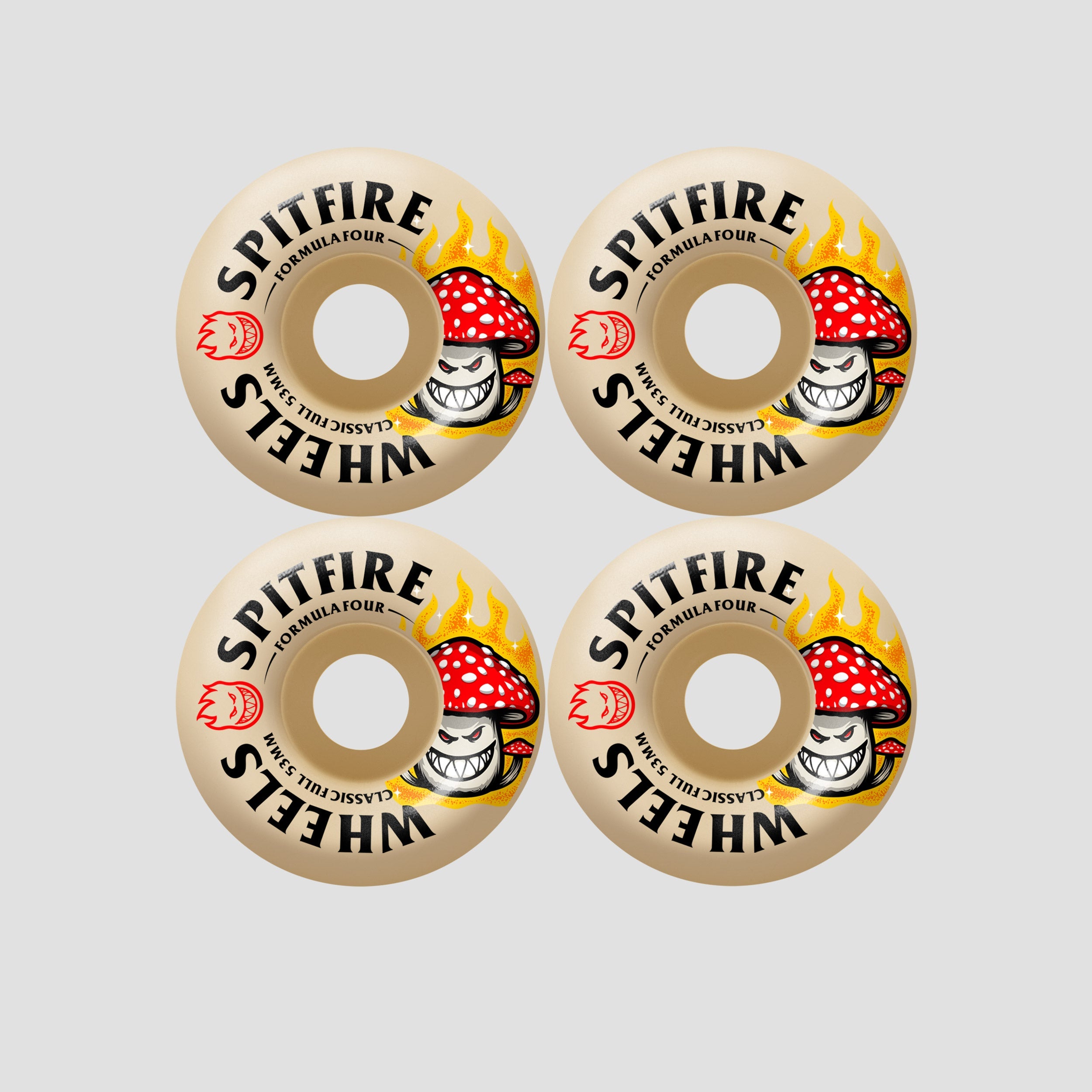 Spitfire 53mm Shroom Bighead F4 99 Classic Full Skateboard Wheels Natural