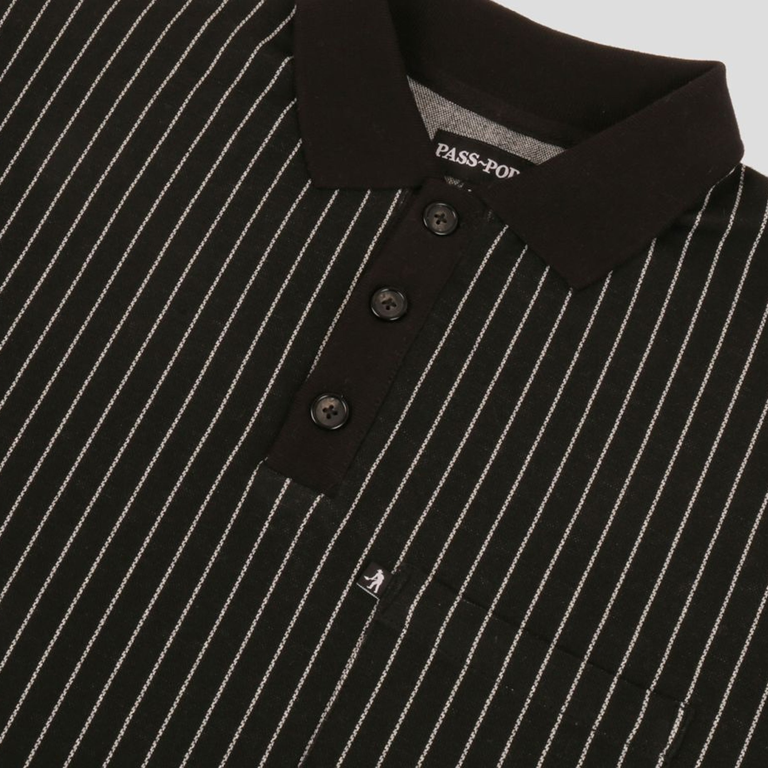 Passport Stripe Polo Shortsleeve Black