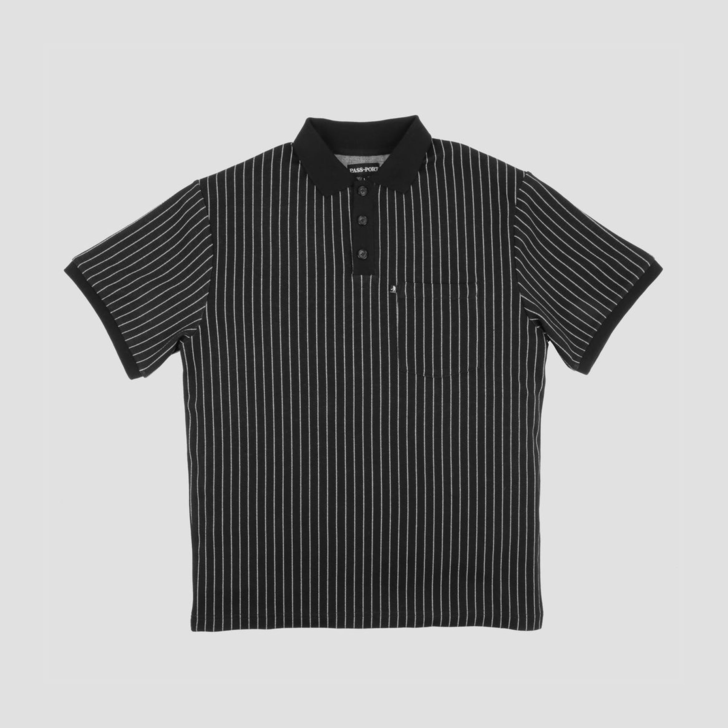 Passport Stripe Polo Shortsleeve Black