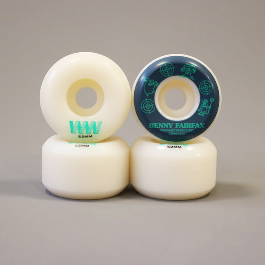 Wayward 52 mm 101a Benny Fairfax Funnel Pro Skateboard Wheels White / Navy / Mint