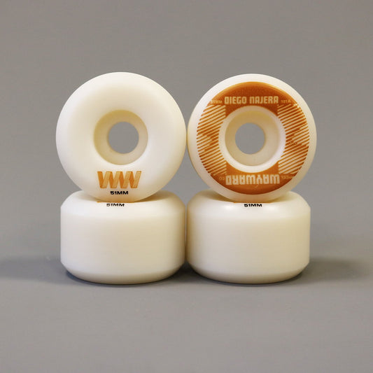 Wayward 51 mm 101a Diego Najera Funnel Pro Skateboard Wheels White / Brown