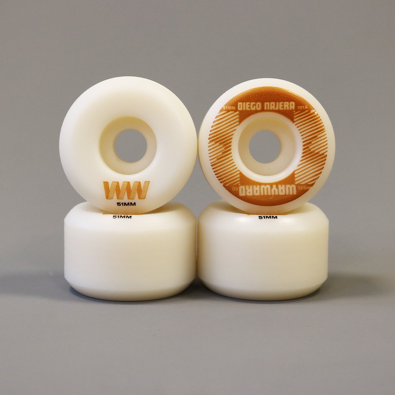 Wayward 51 mm 101a Diego Najera Funnel Pro Skateboard Wheels White / Brown