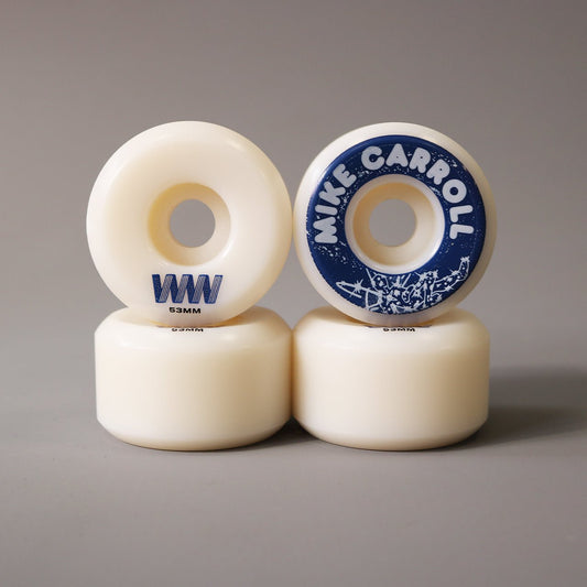 Wayward 53 mm 101a Mike Carroll Funnel Pro Skateboard Wheels White / Navy