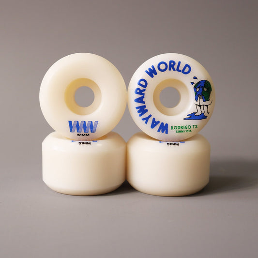 Wayward 51 mm 101a Rodrigo Tx Funnel Pro Skateboard Wheels White / Royal / Green