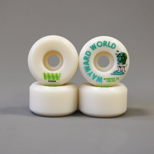 Wayward 53 mm 101a Rodrigo Tx Funnel Pro Skateboard Wheels White / Blue / Green