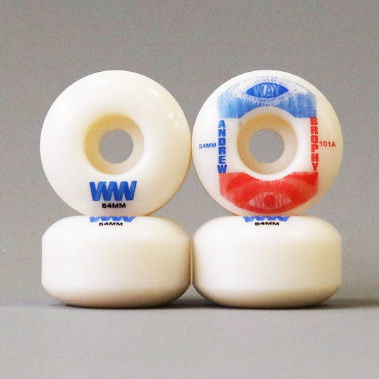 Wayward 54 mm 101a Andrew Brophy Classic Pro Skateboard Wheels White / Blue / Red