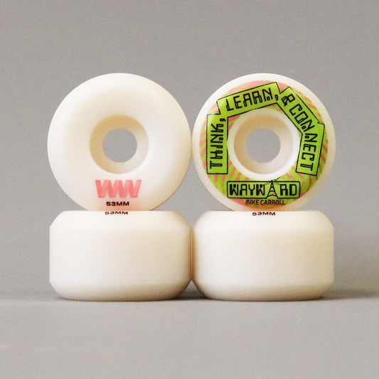 Wayward 53 mm 101a Mike Carroll Funnel Pro Skateboard Wheels White / Green