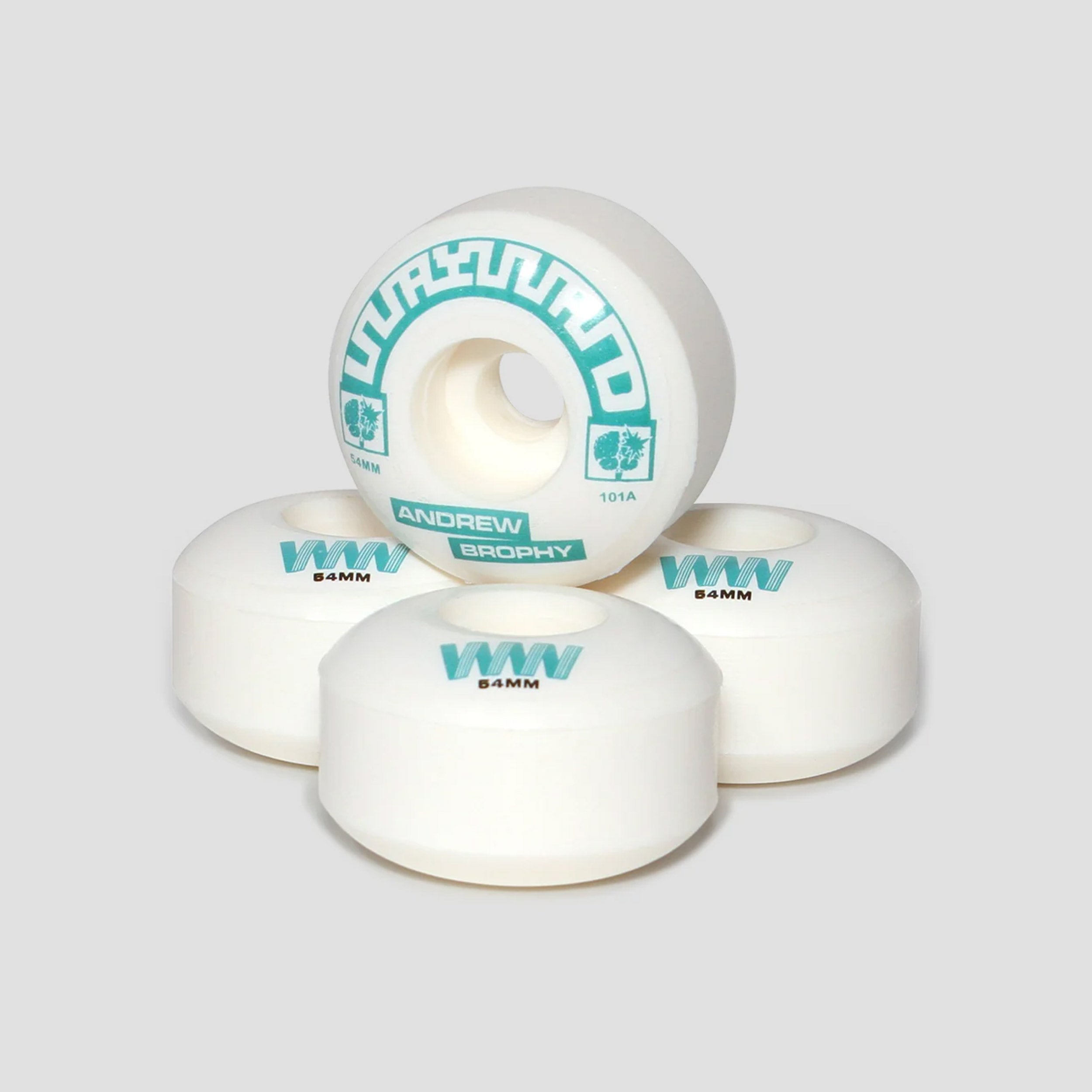Wayward 54mm 101a Andrew Brophy Classic Pro Skateboard Wheels White / Green