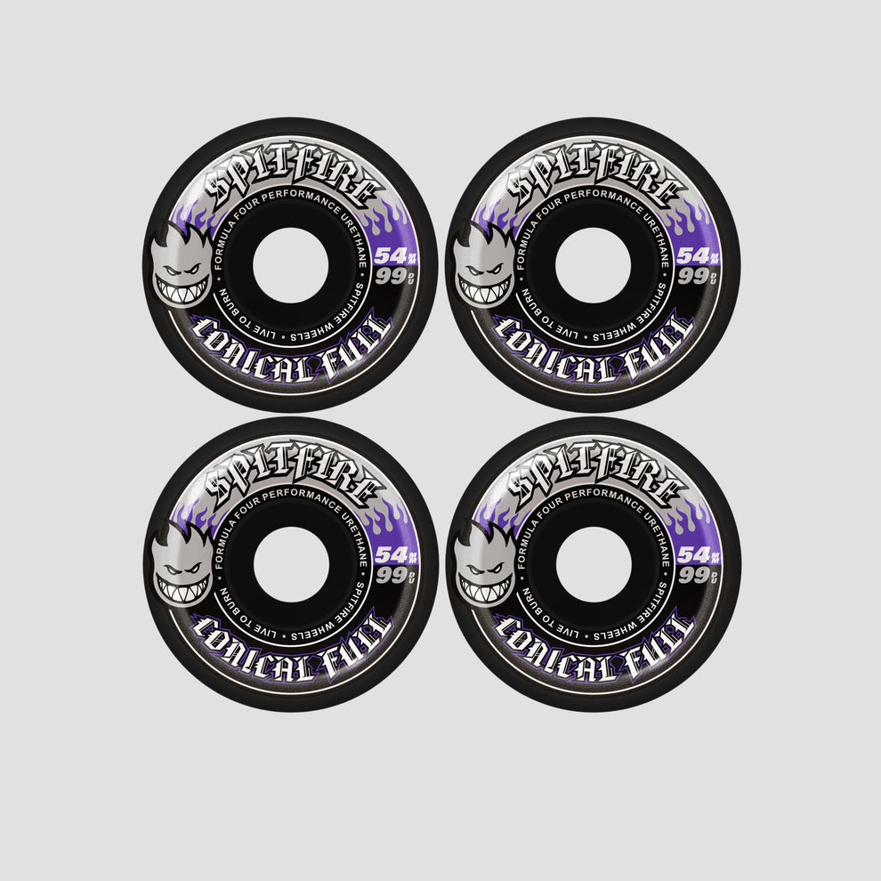 Spitfire 54mm F4 99 Team Colour Pack Conical Full Skateboard Wheels Black
