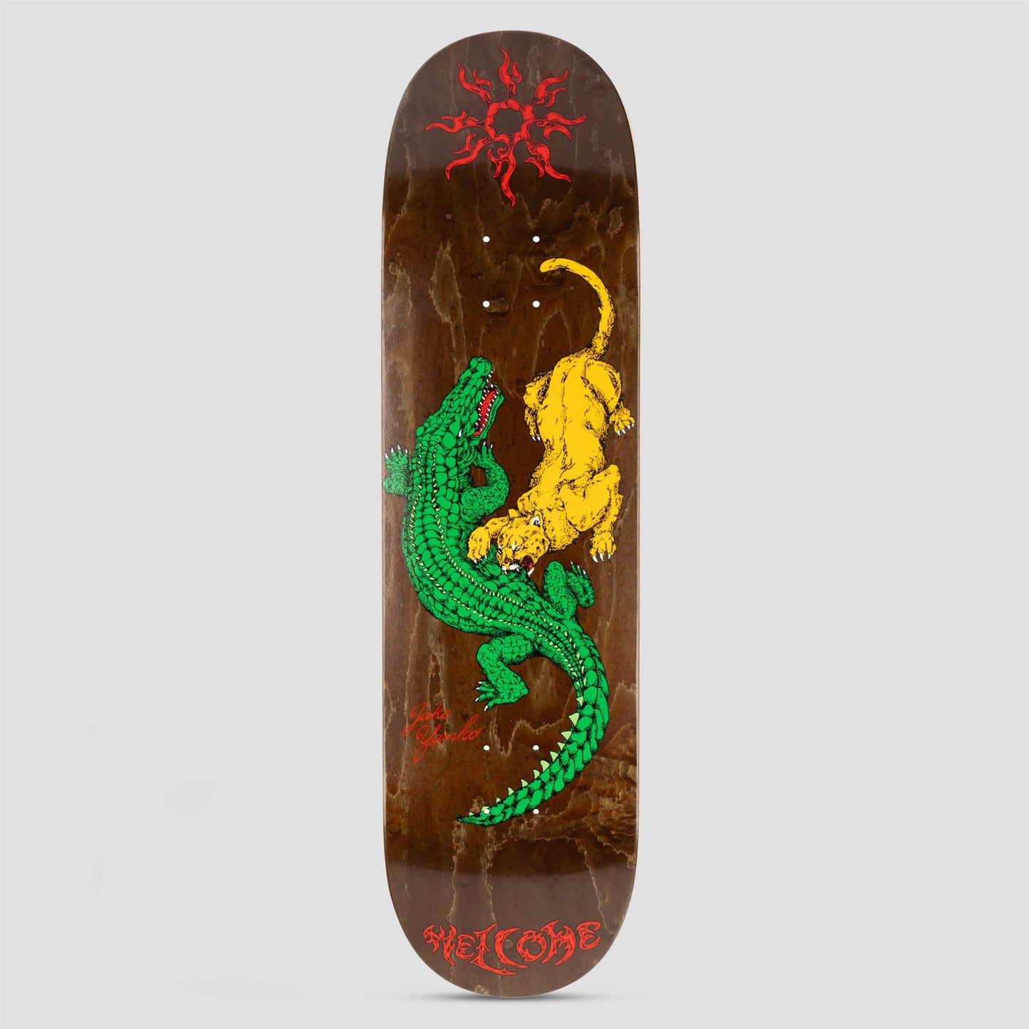 Welcome 8.5 Jake Yanko Swamp Fight Skateboard Deck Brown Stain