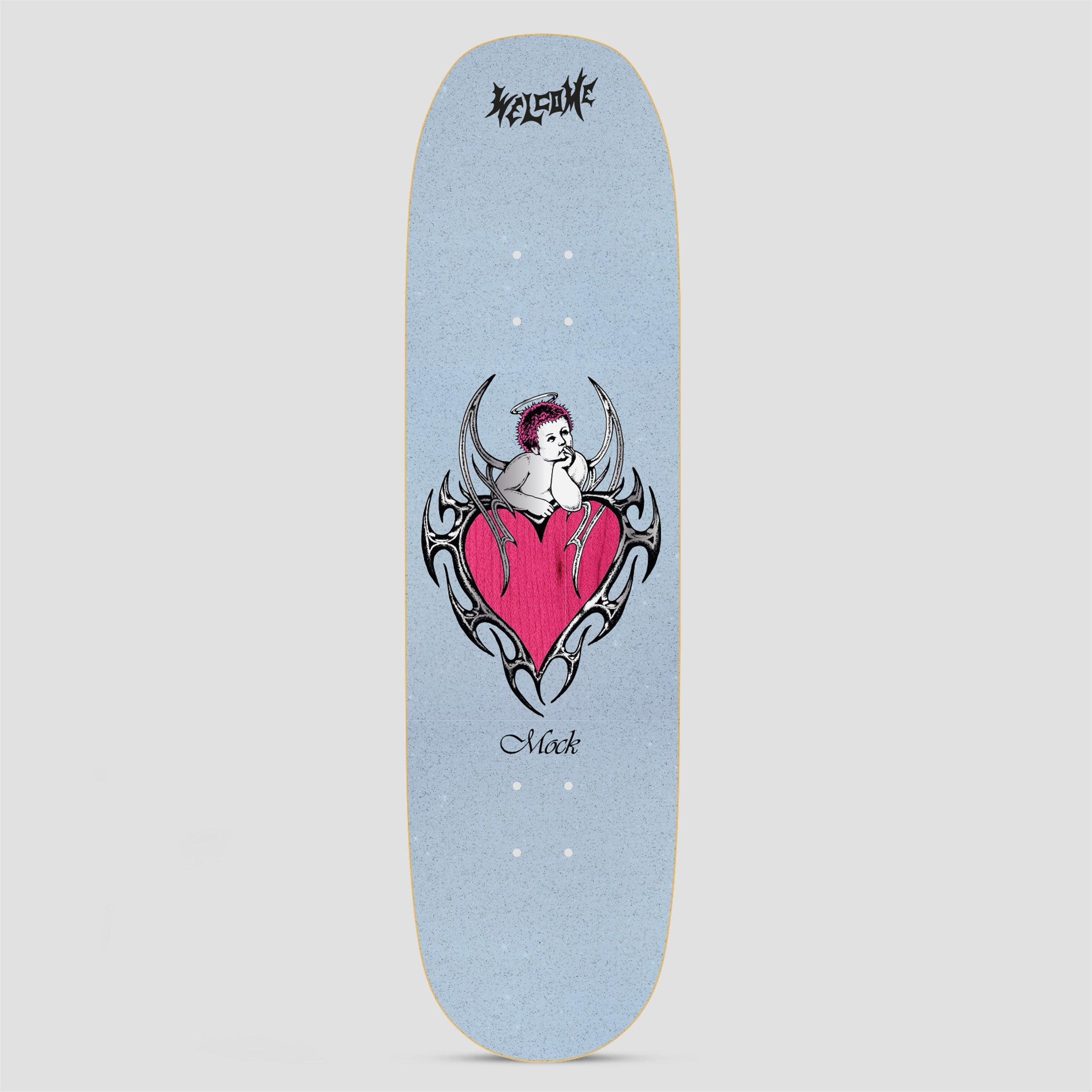 Welcome 8.6 Evan Mock Cupid Skateboard Deck Blue Glitter