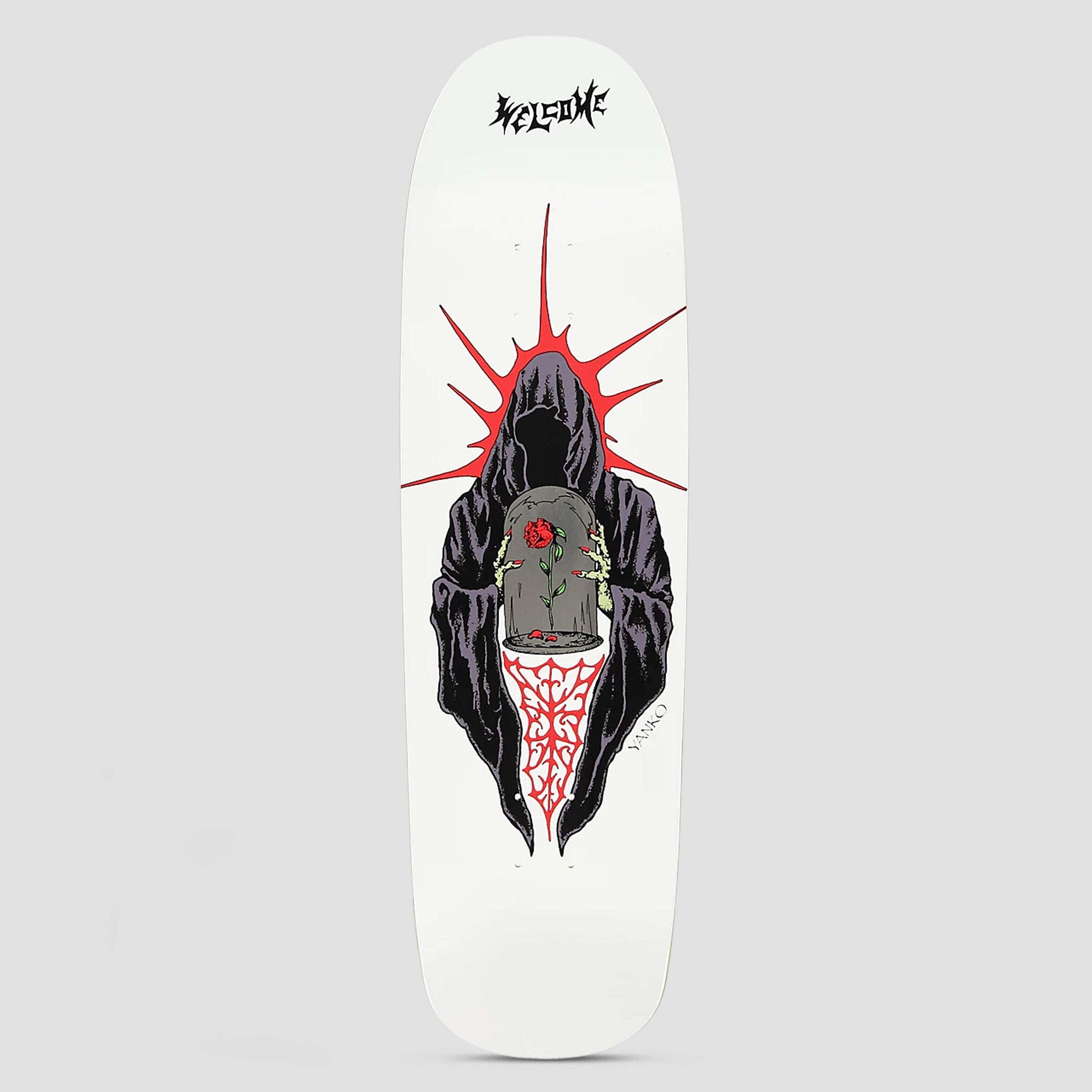 Welcome 9.0 Wilted Jake Yanko Skateboard Deck White