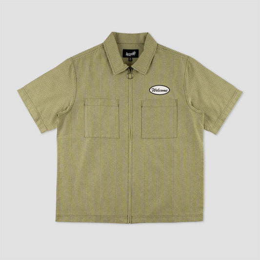 Welcome Garage Oxford Shirt W / Embroidered Patch Cedar