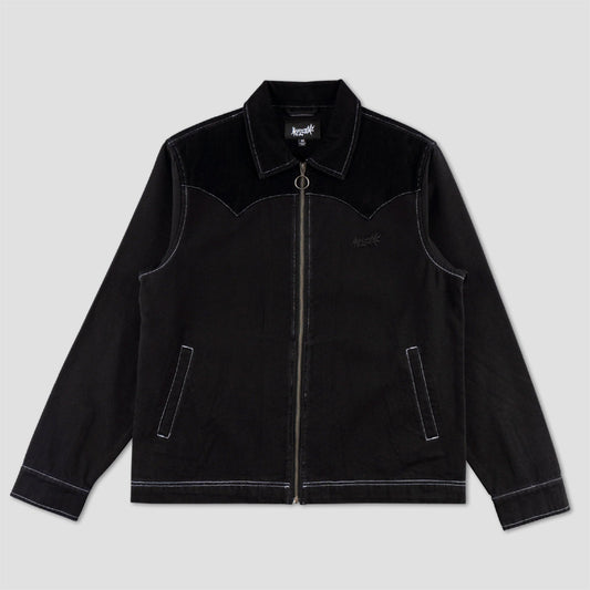 Welcome Outlaw Western Yoke Canvas Zip Jacket Black