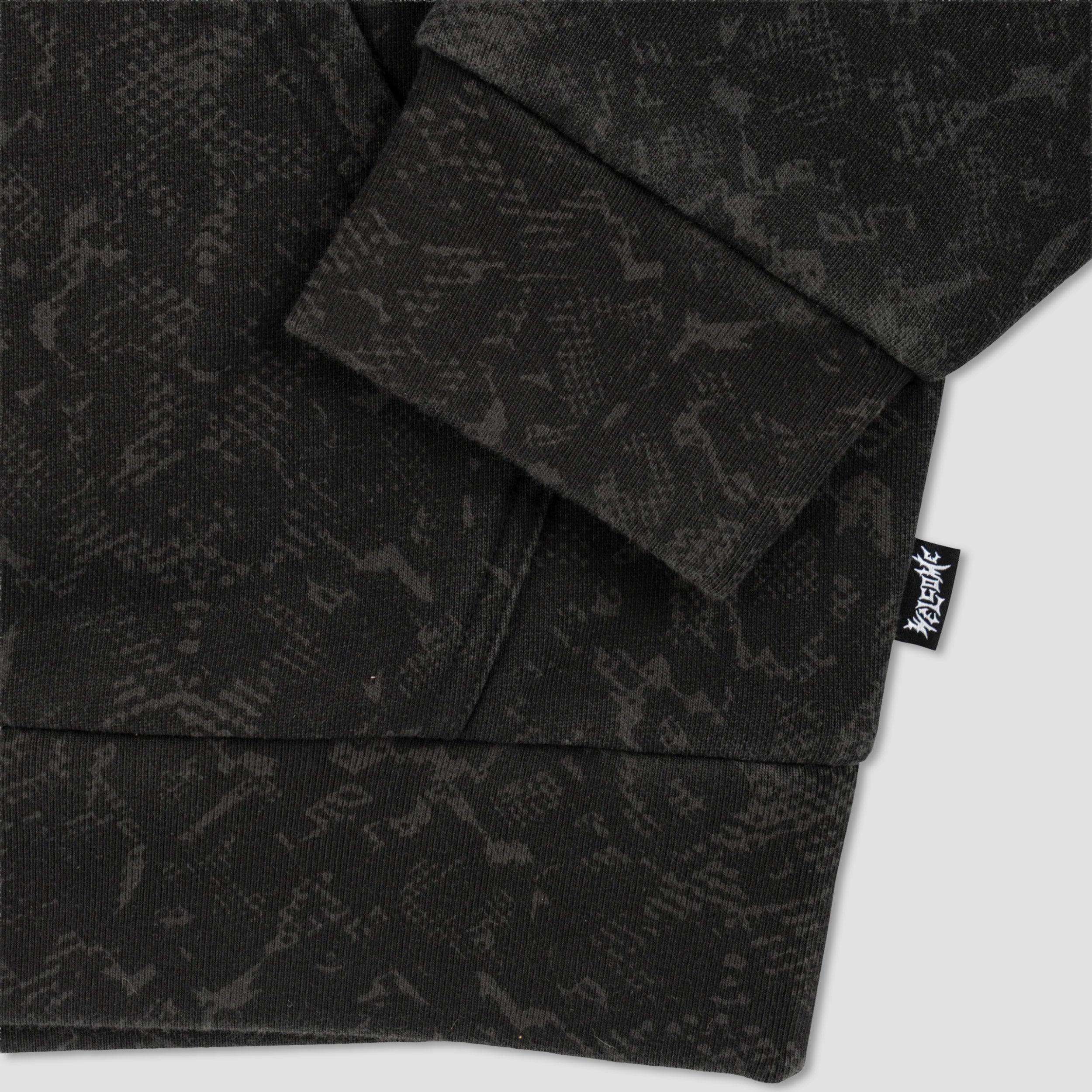 Welcome Serpent Enzyme-Washed Animal Print Hoodie Black
