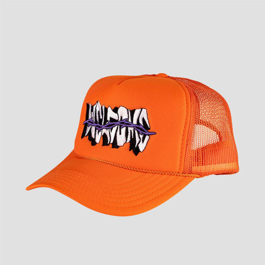 Welcome Thorns Embroidered Trucker Cap Orange