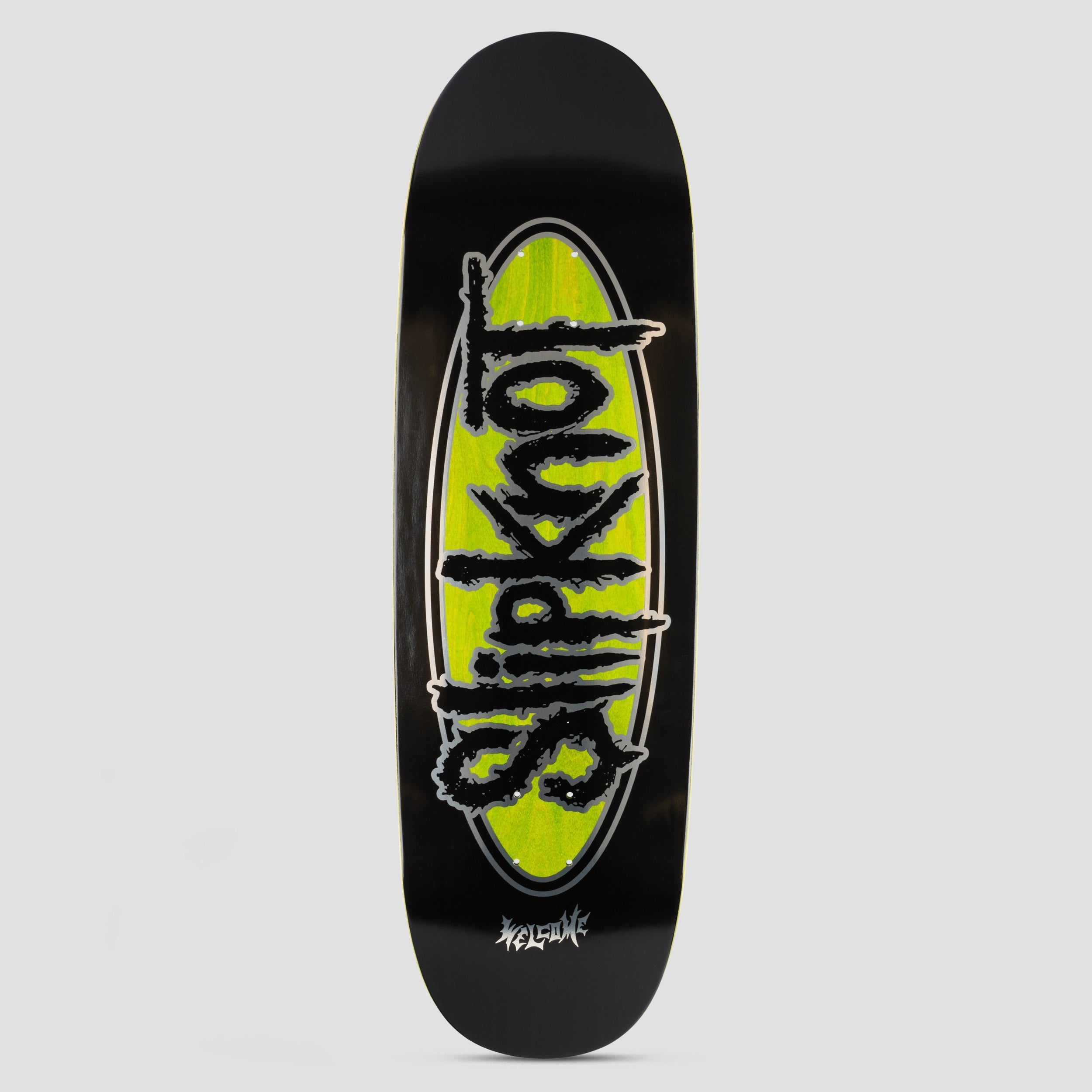 Welcome X Slipknot 9.5 Oval Logo Skateboard Deck Black / Green Stain