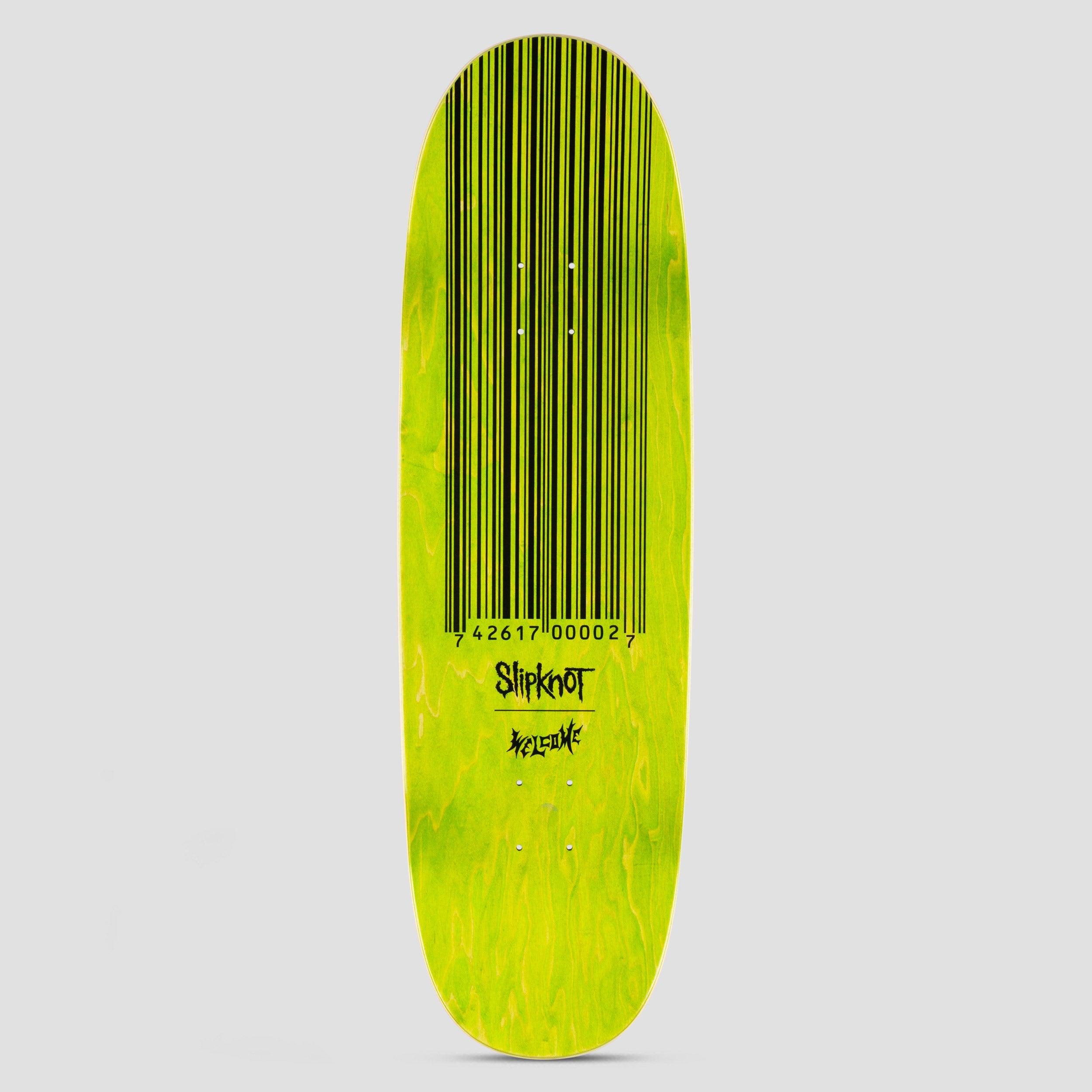 Welcome X Slipknot 9.5 Oval Logo Skateboard Deck Black / Green Stain