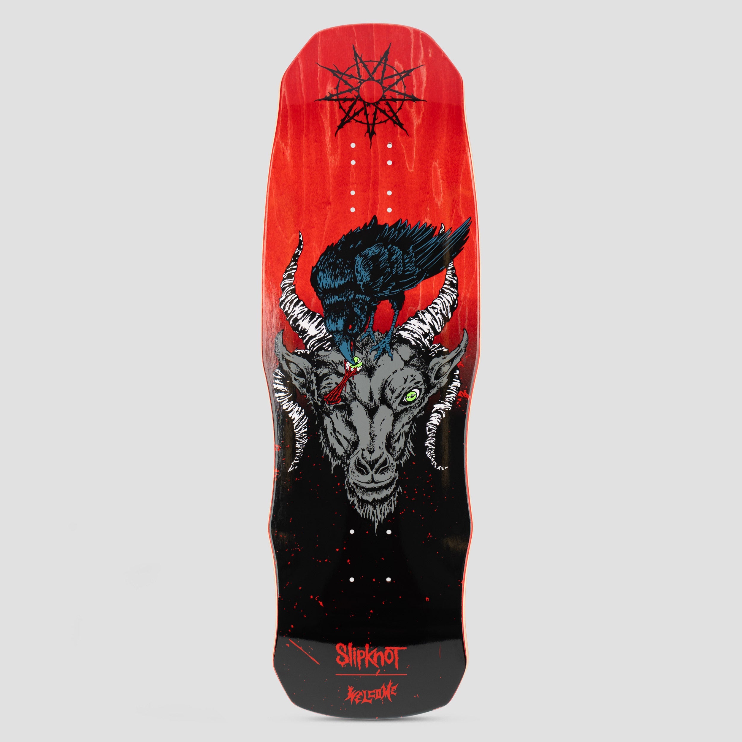 Welcome X Slipknot 9.75 Spit it Out on Dark Lord Skateboard Deck Black / Red Stain