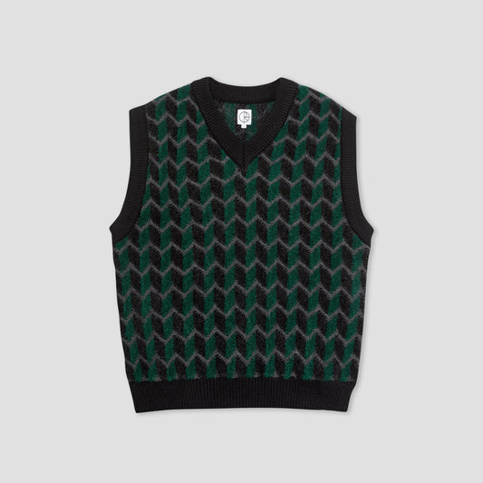 Polar Zig Zag Knit Vest Black / Dark Teal