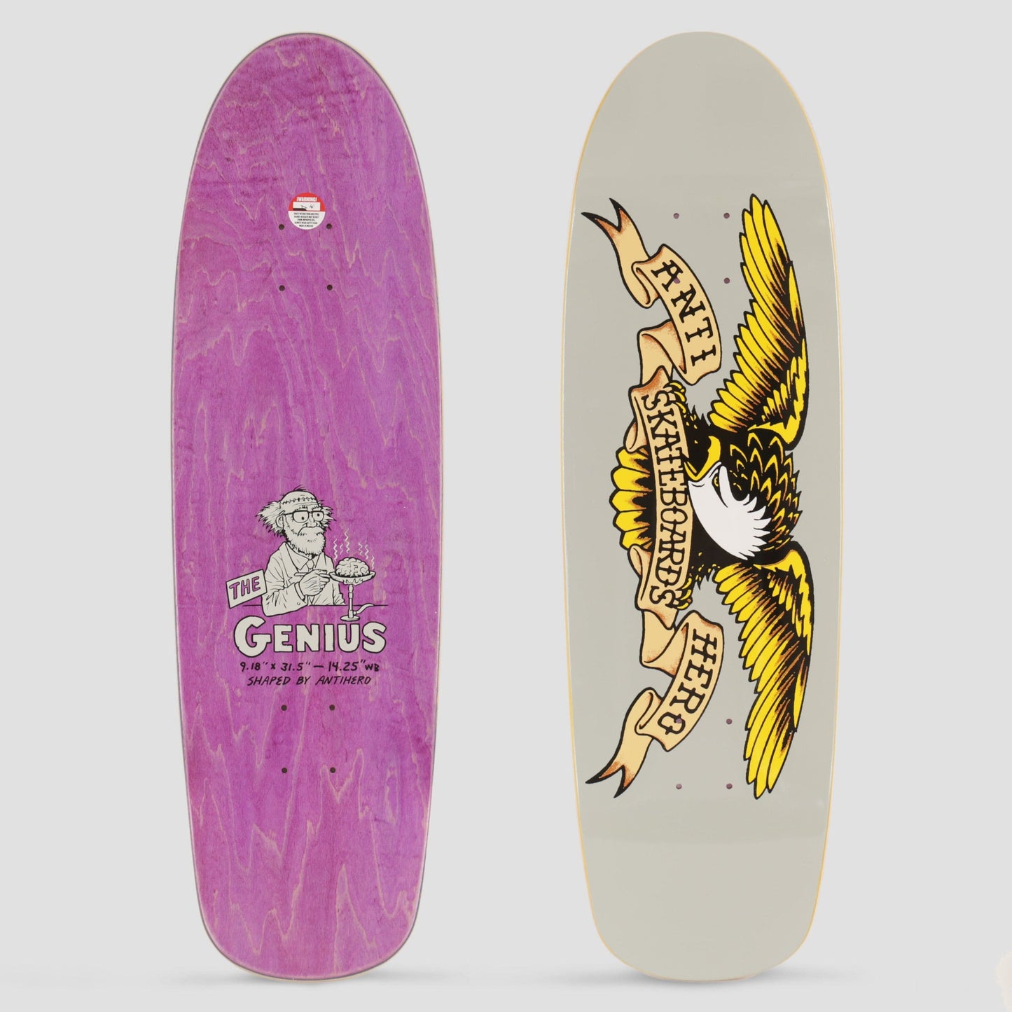 Anti Hero 9.19 Genius Skateboard Deck Grey