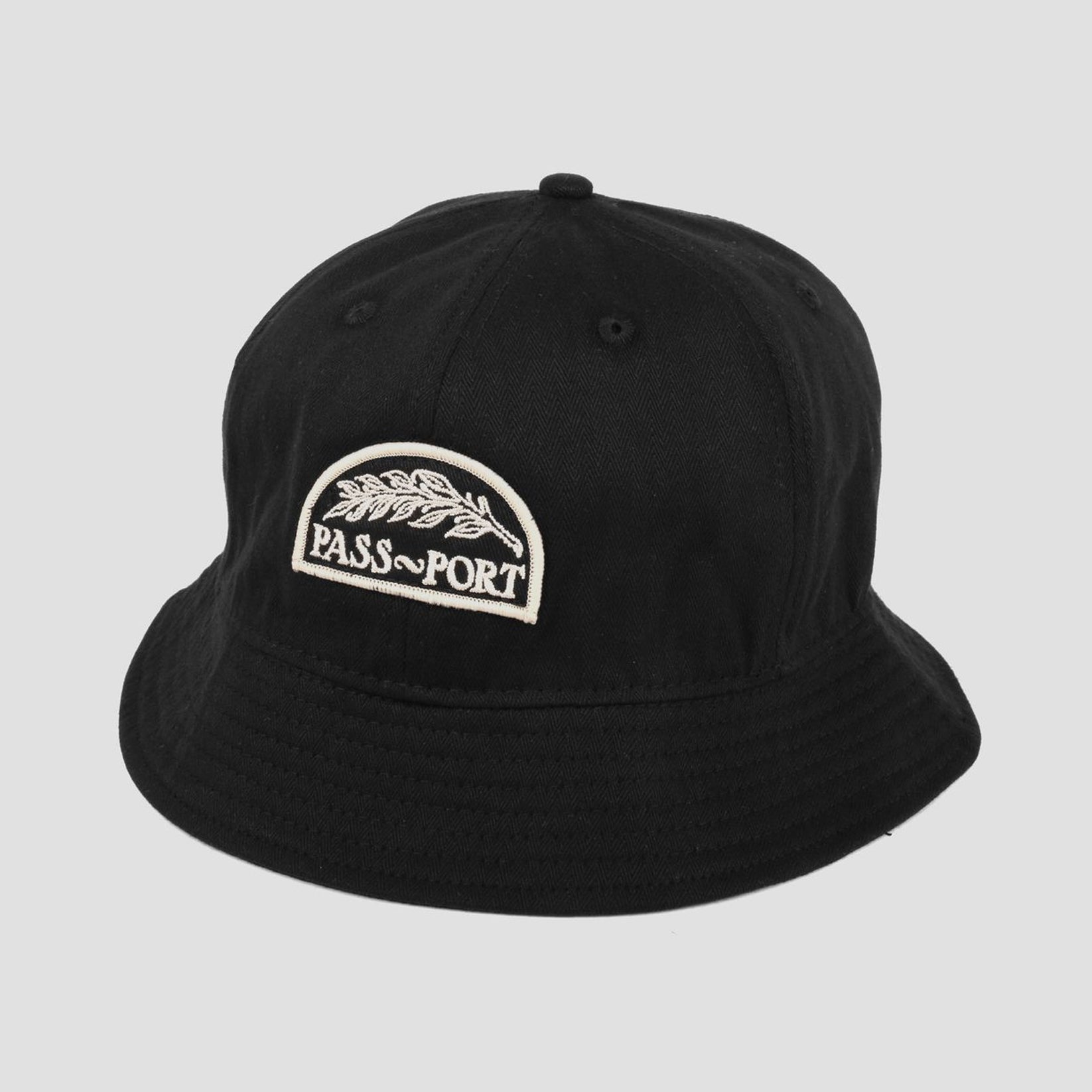 Passport Quill Patch 6 Panel Bucket Cap Black