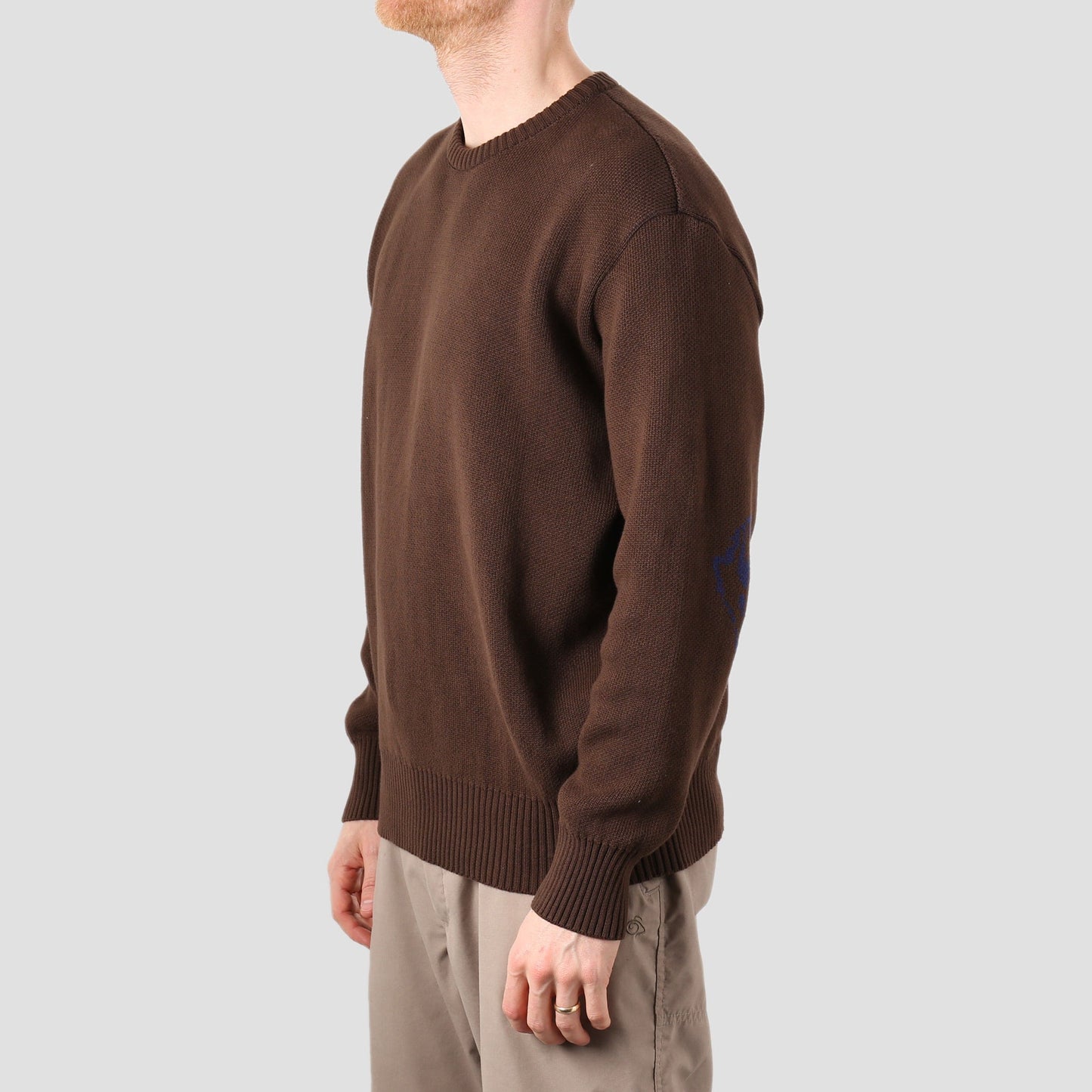 Dancer Elbow Logo Crew Knit Brown