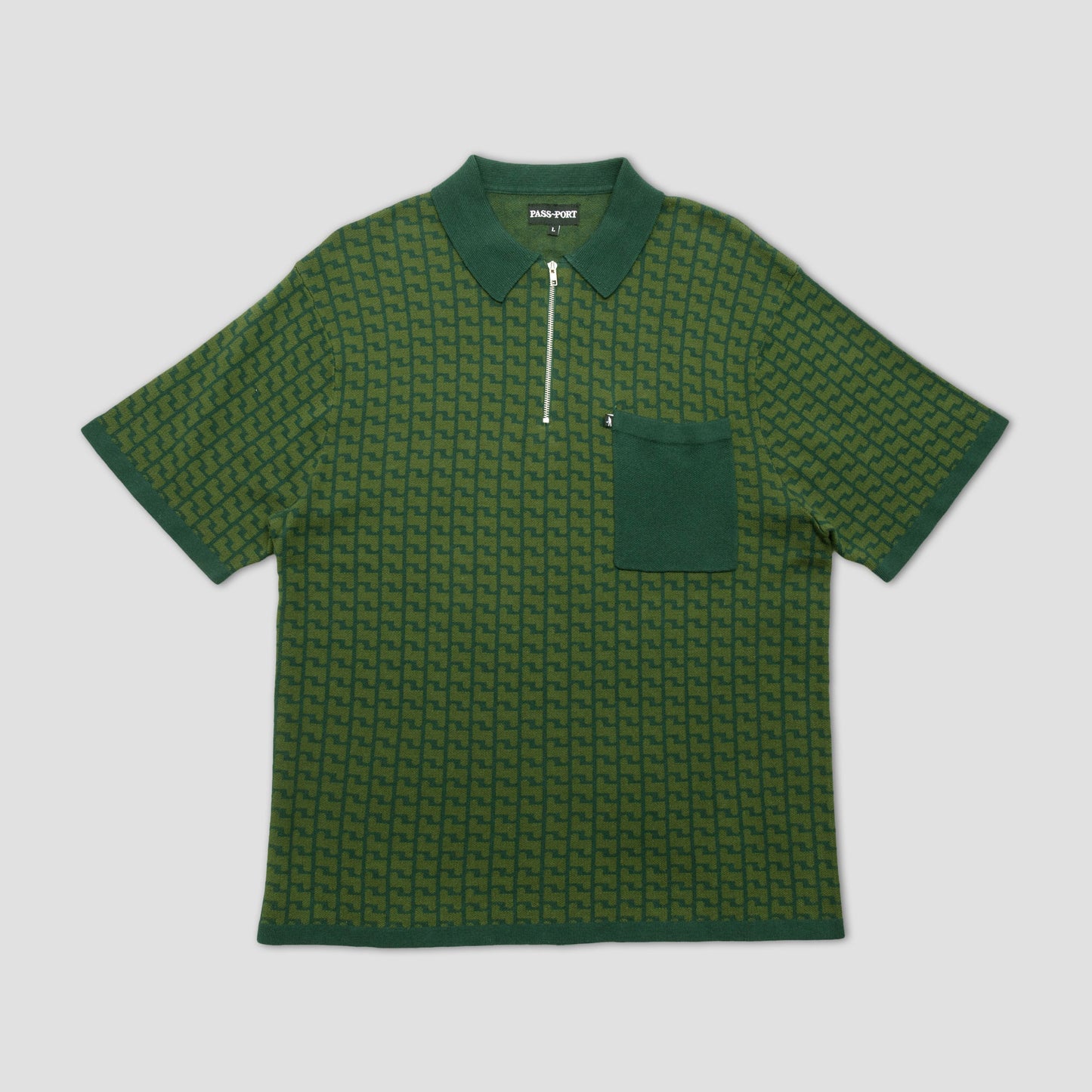 PassPort Drain Knit Shortsleeve Polo Forest Green