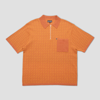 PassPort Drain Knit Shortsleeve Polo Burnt Orange