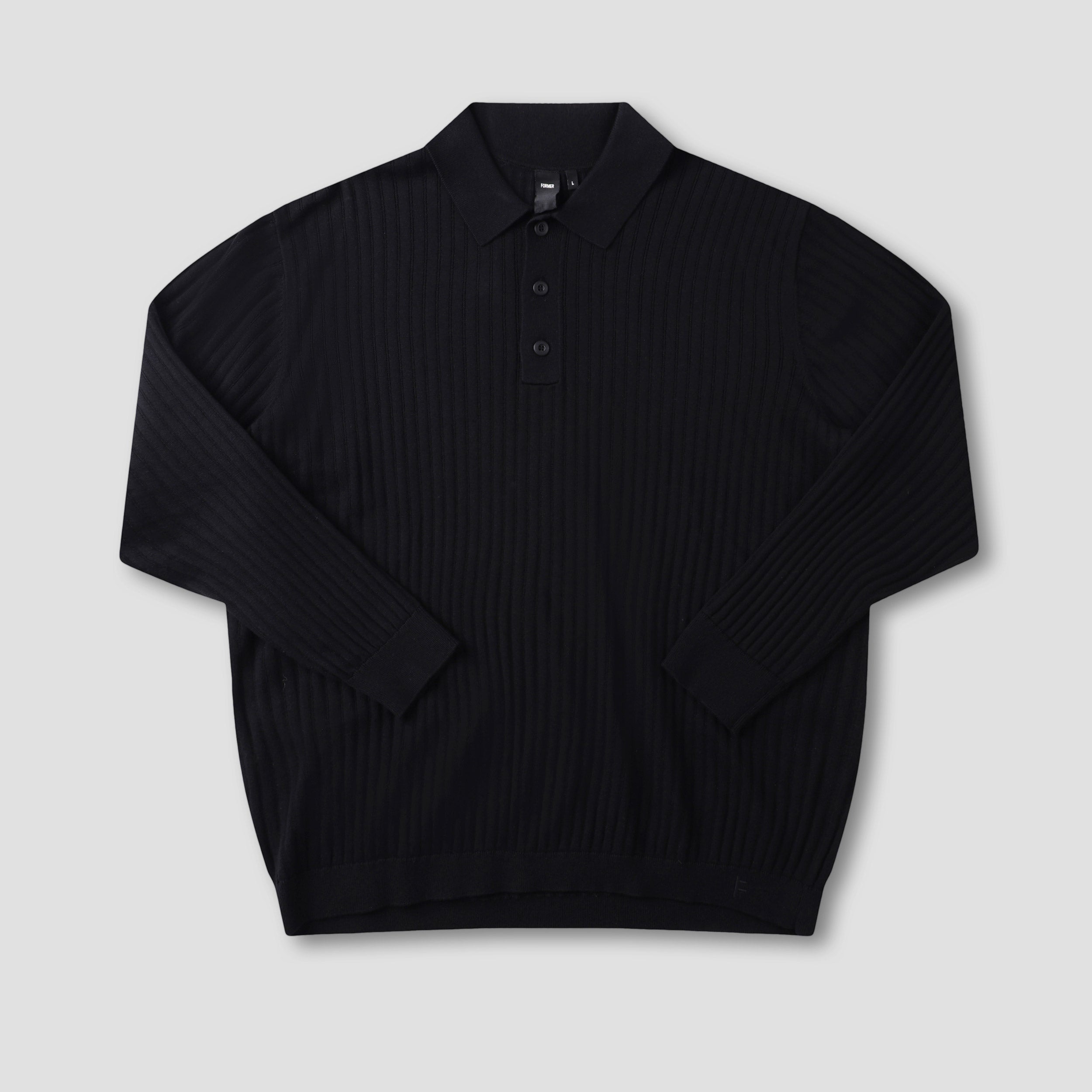 Former Franchise Longsleeve Knit Polo Black