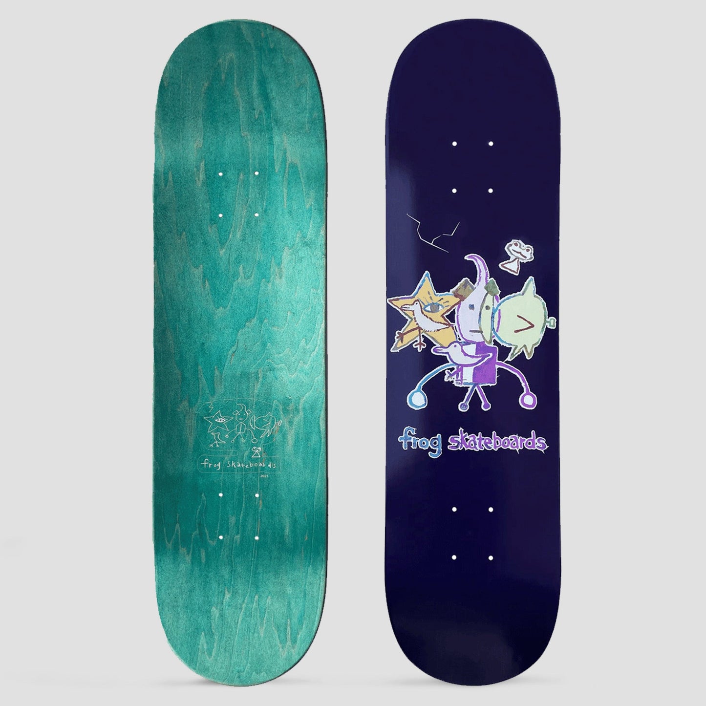 Frog 8.0 Cracked Robot Boy Skateboard Deck Purple