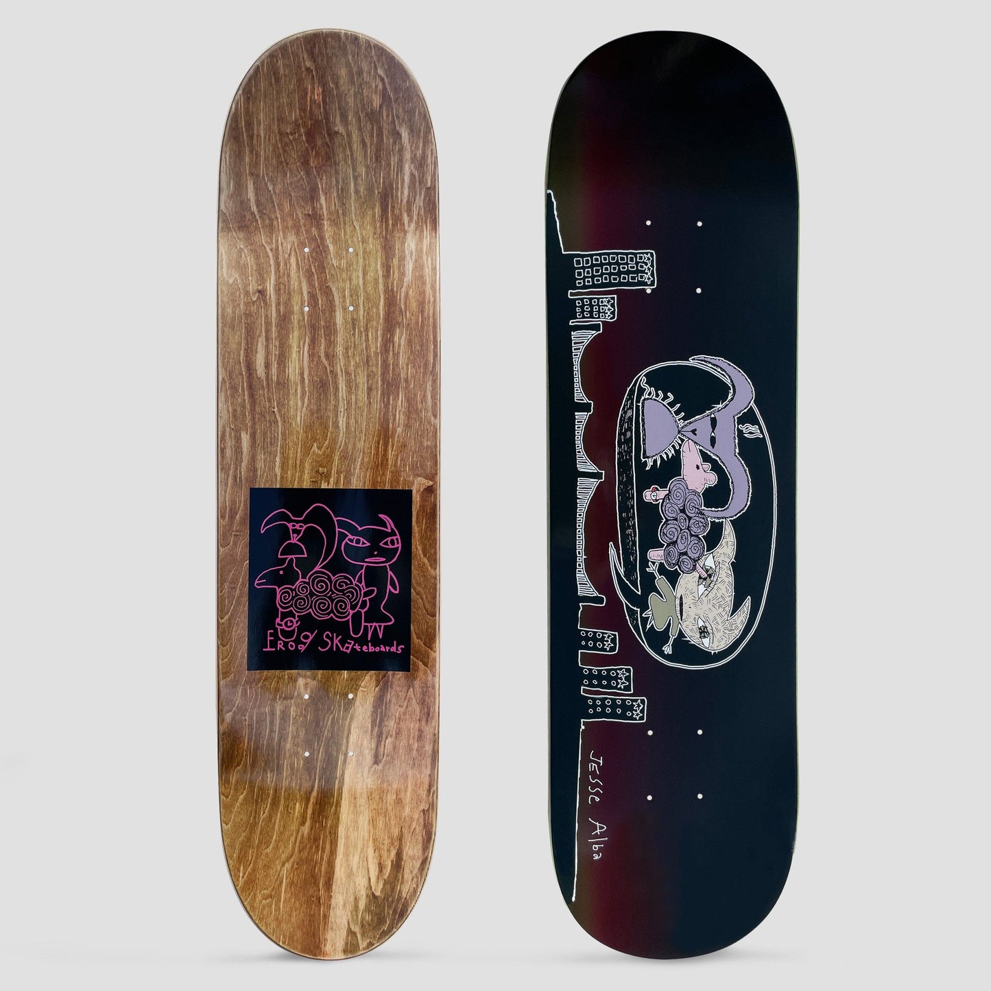 Frog 8.25 Jesse Alba Cream City Skateboard Deck Dark Red