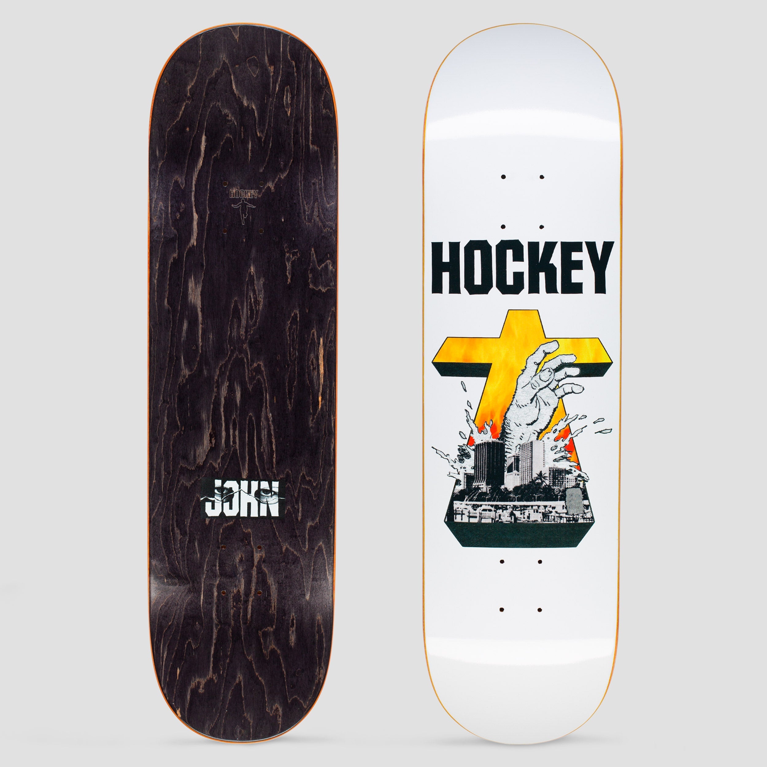 Hockey 8.75 John Fitzgerald Drowning Skateboard Deck White