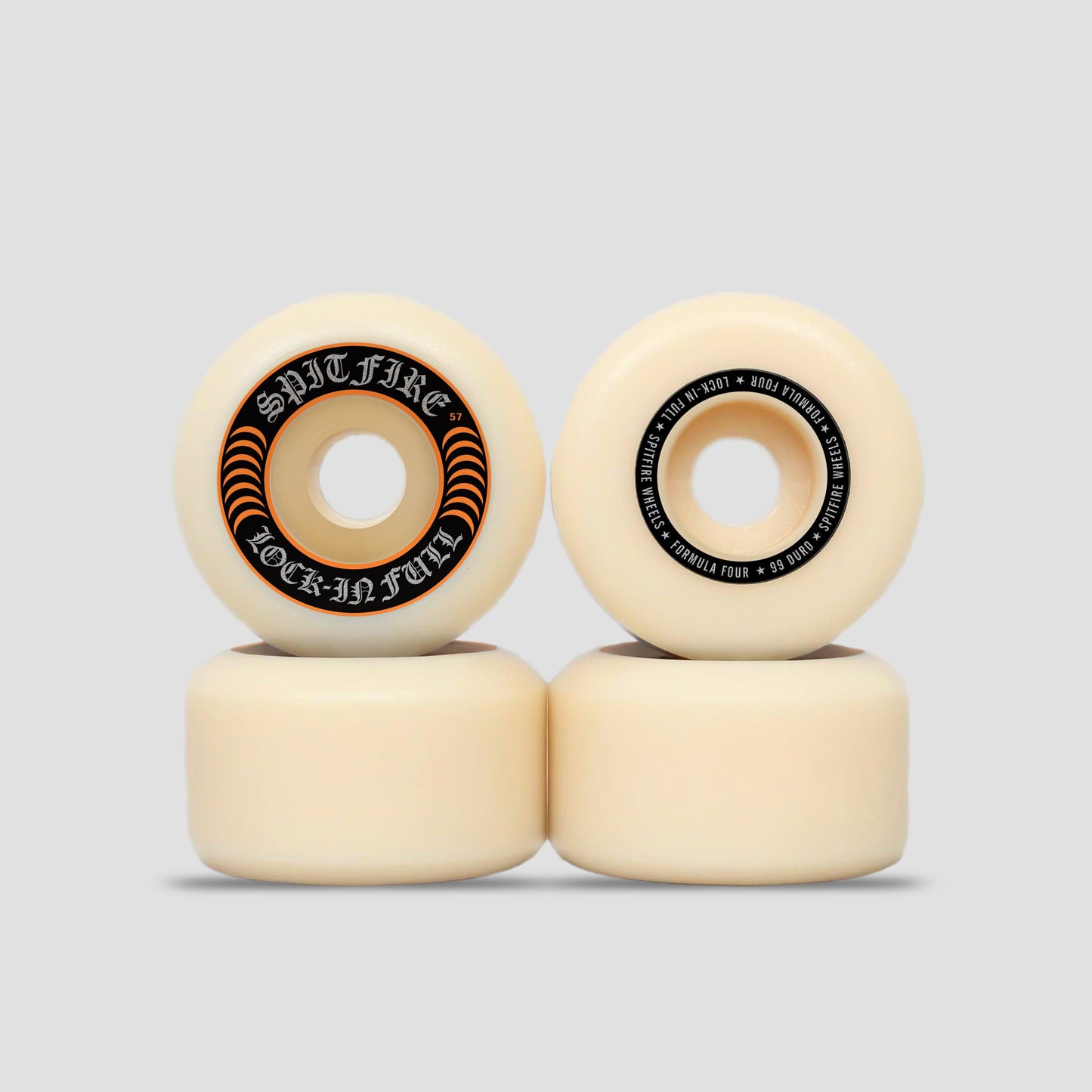 Spitfire 57mm 99DU Formula Four Lock Ins Skateboard Wheels White