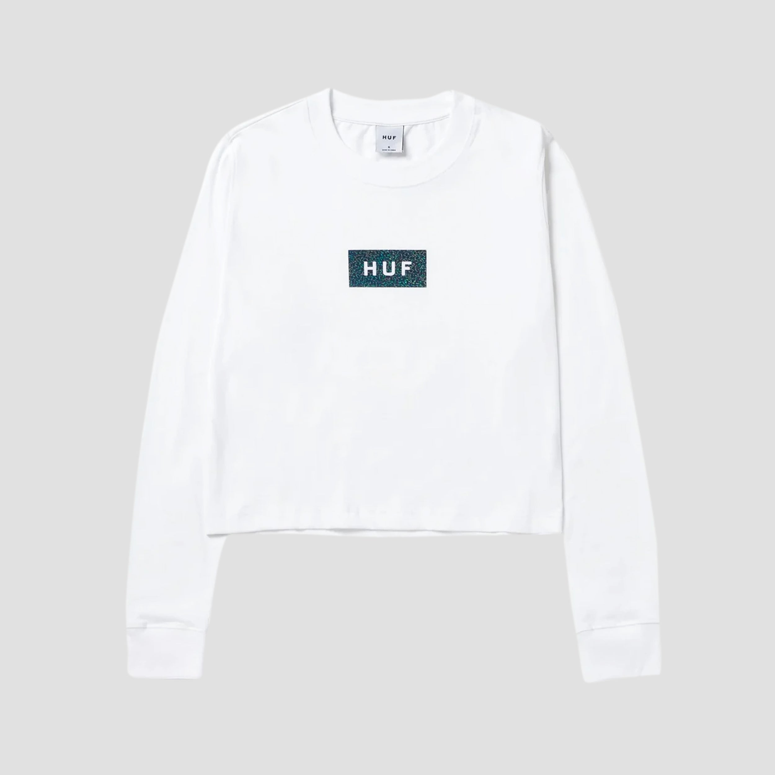 HUF Foil Bar Logo Longsleeve Crop T-Shirt White