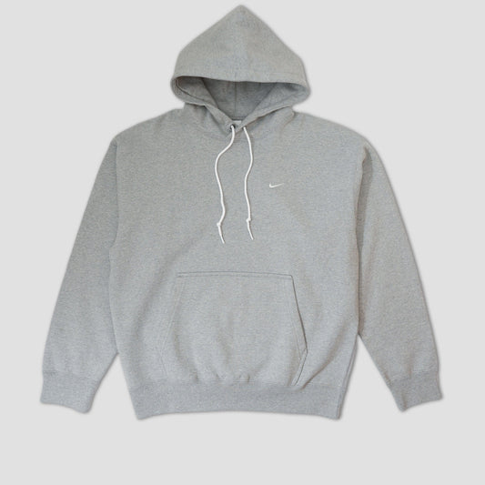 Nike Solo Swoosh Fleece Hood Dark Grey Heather / White