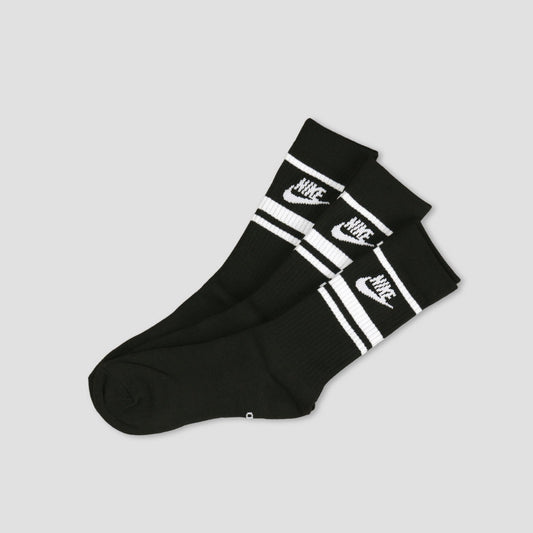 Nike Everyday Essential Stripe Crew Socks Black / White (3 Pack)