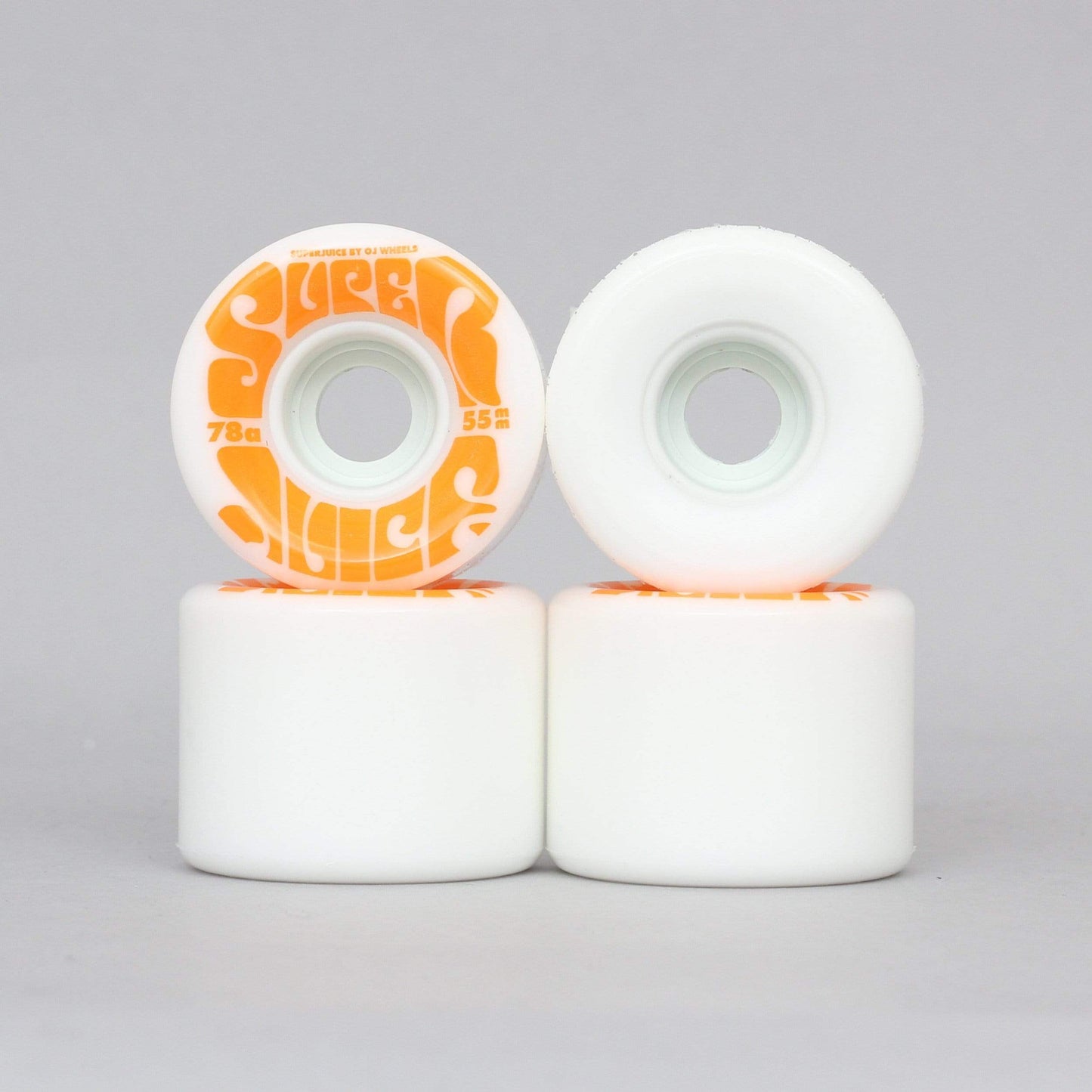 OJ 55mm 78A Mini Super Juice Soft Skateboard Wheels White / Orange