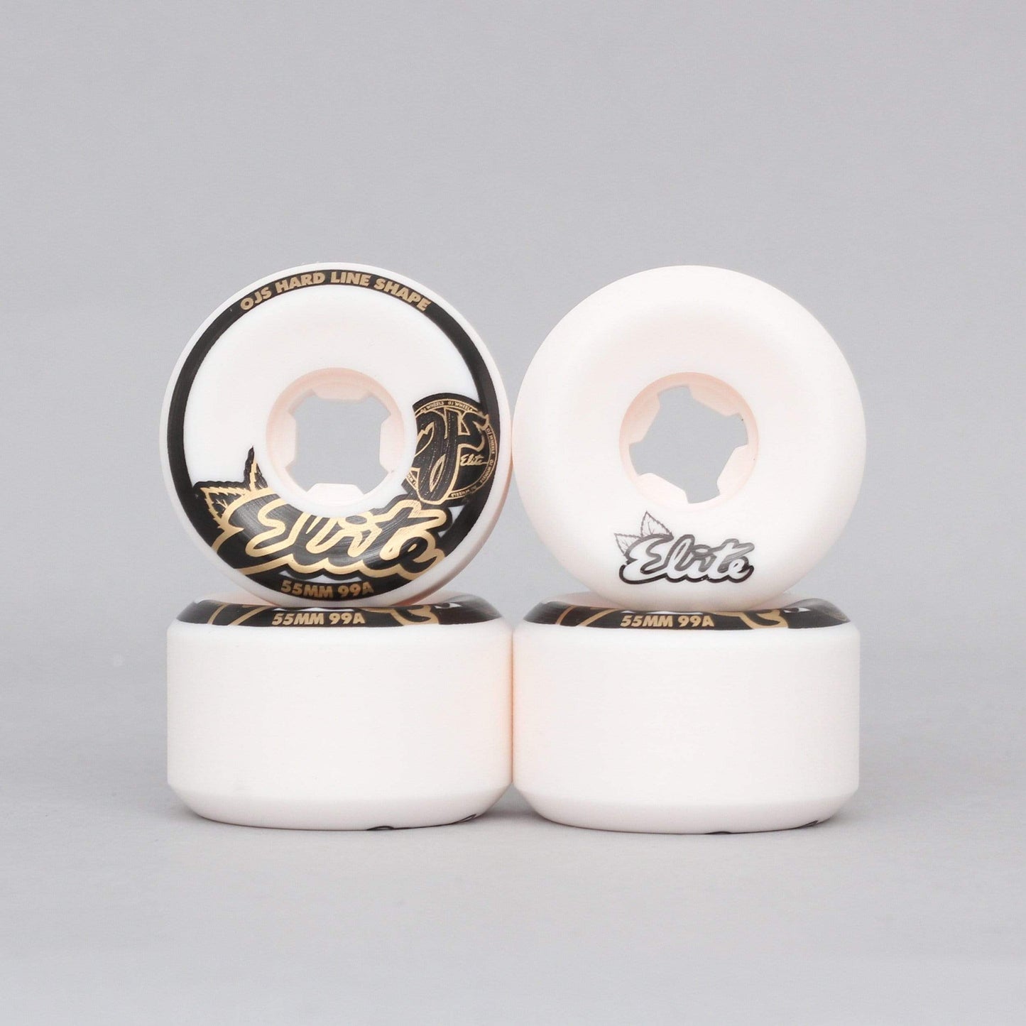 OJ 55mm 99A Elite Hard Line Skateboard Wheels White