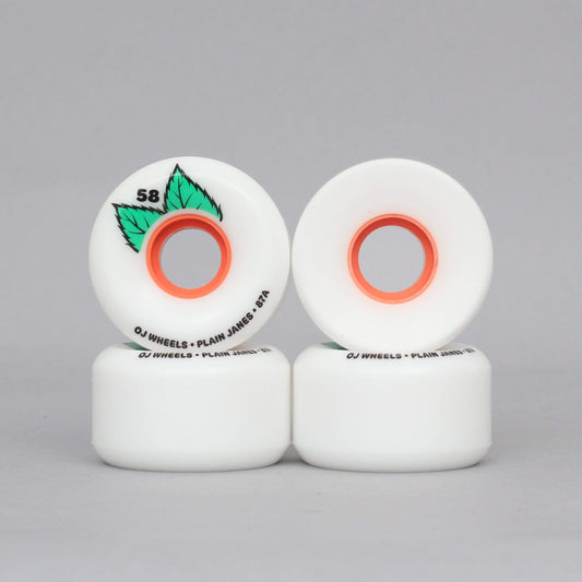 OJ 58mm 87A Plain Jane Keyframe Soft Skateboard Wheels White