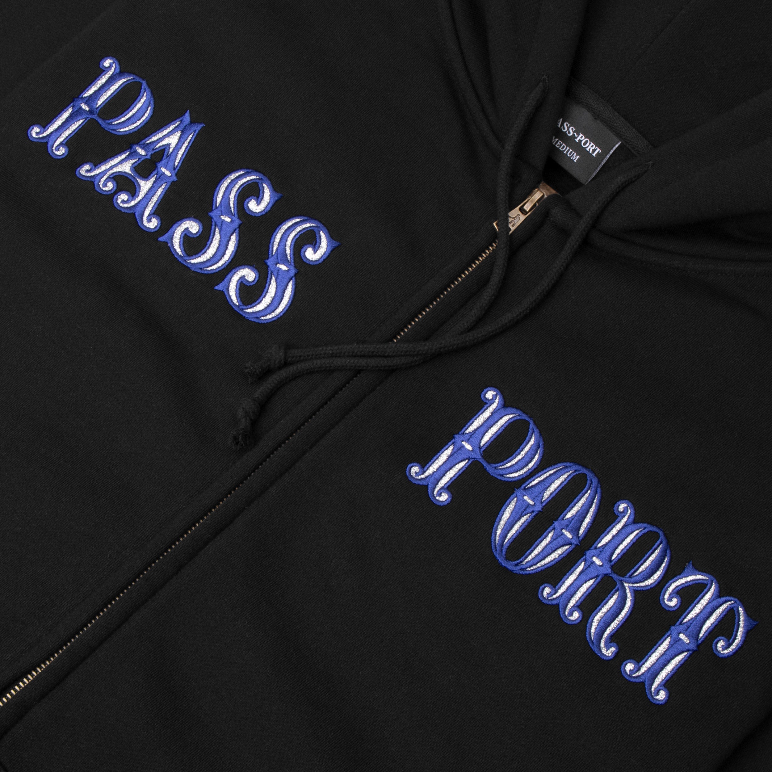 Passport Glint Zip Hoodie Black