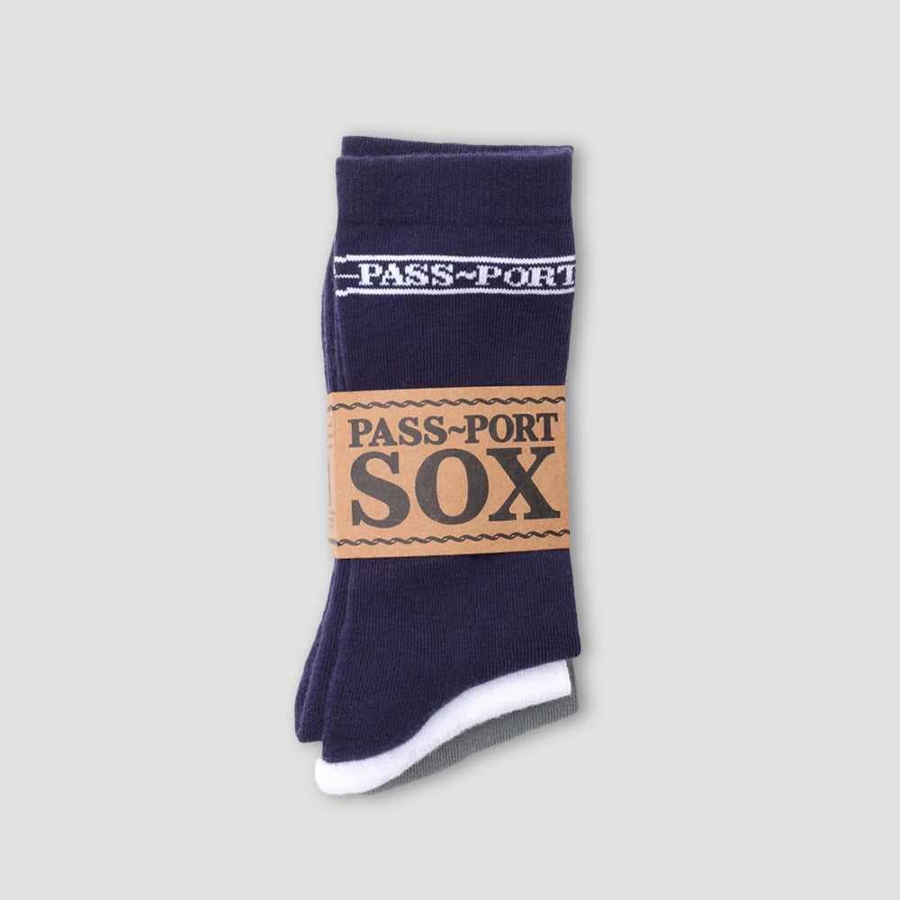 Passport Hi Sox 3 Pack Multi Navy / White / Grey