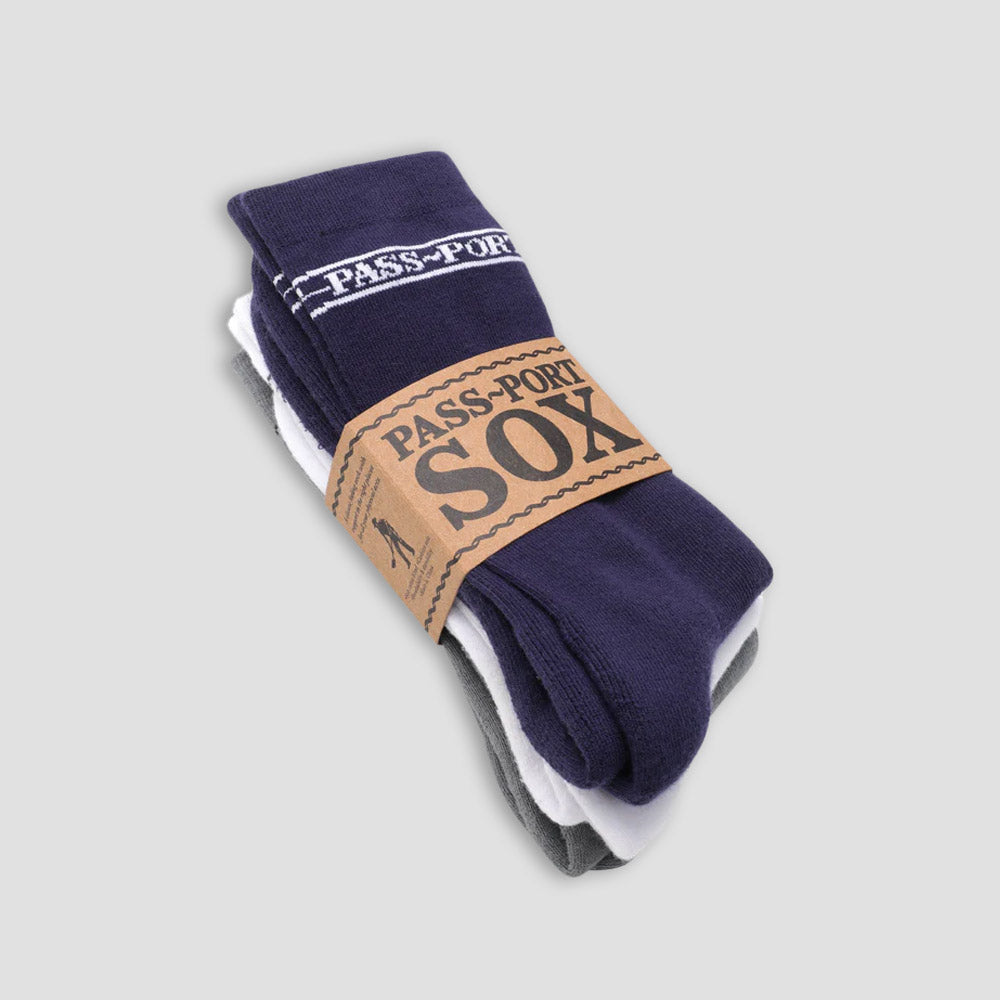 Passport Hi Sox 3 Pack Multi Navy / White / Grey