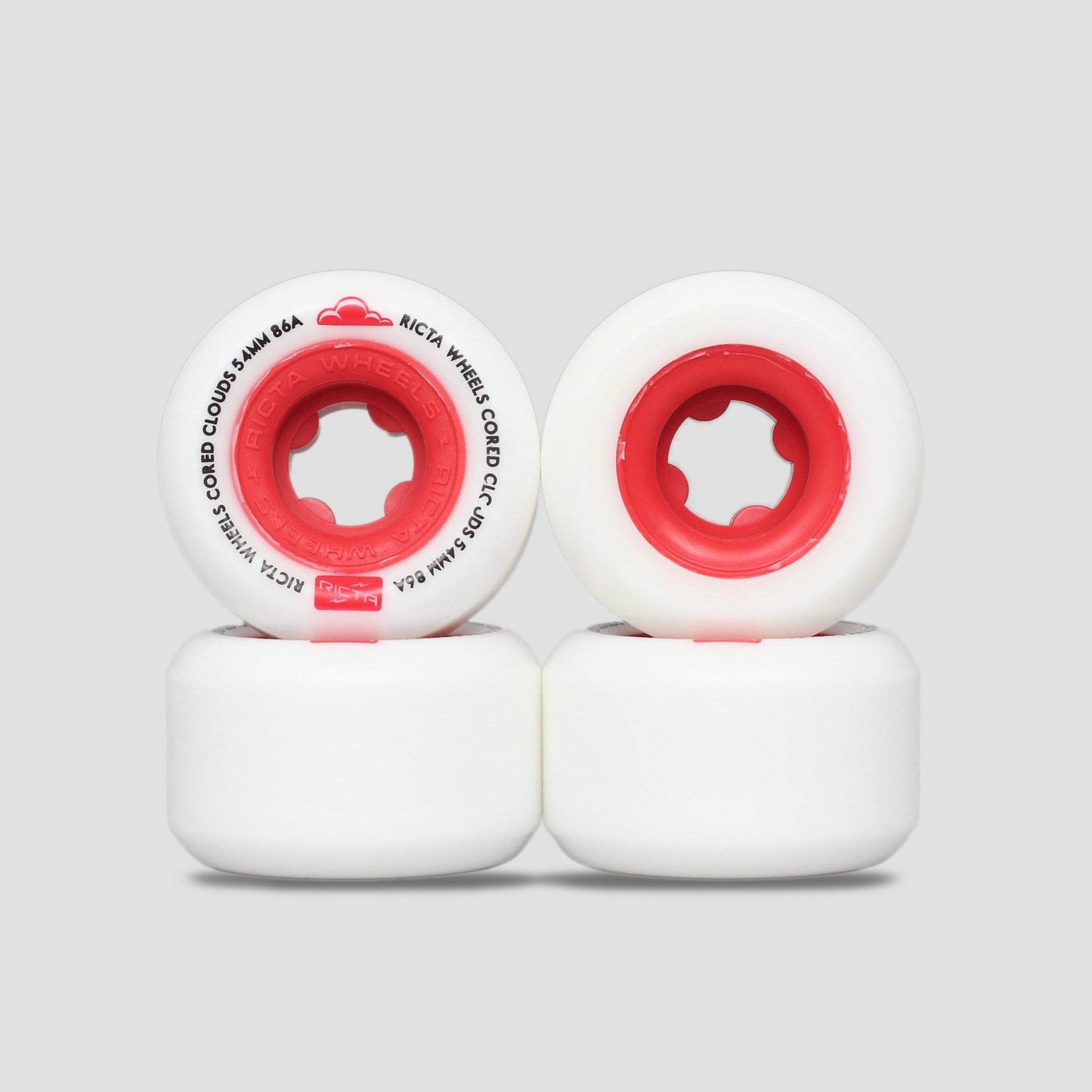 Ricta 54mm 86A Cored Clouds Skateboard Wheels White / Red