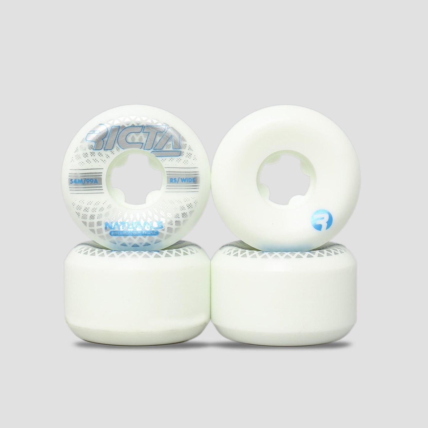 Ricta 54mm 99A Reflective Naturals Wide Skateboard Wheels White