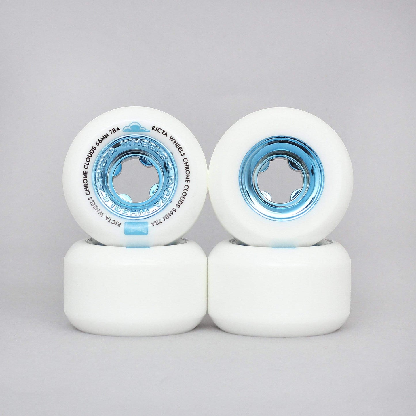 Ricta 56mm 78A Chrome Clouds Skateboard Wheels White / Blue