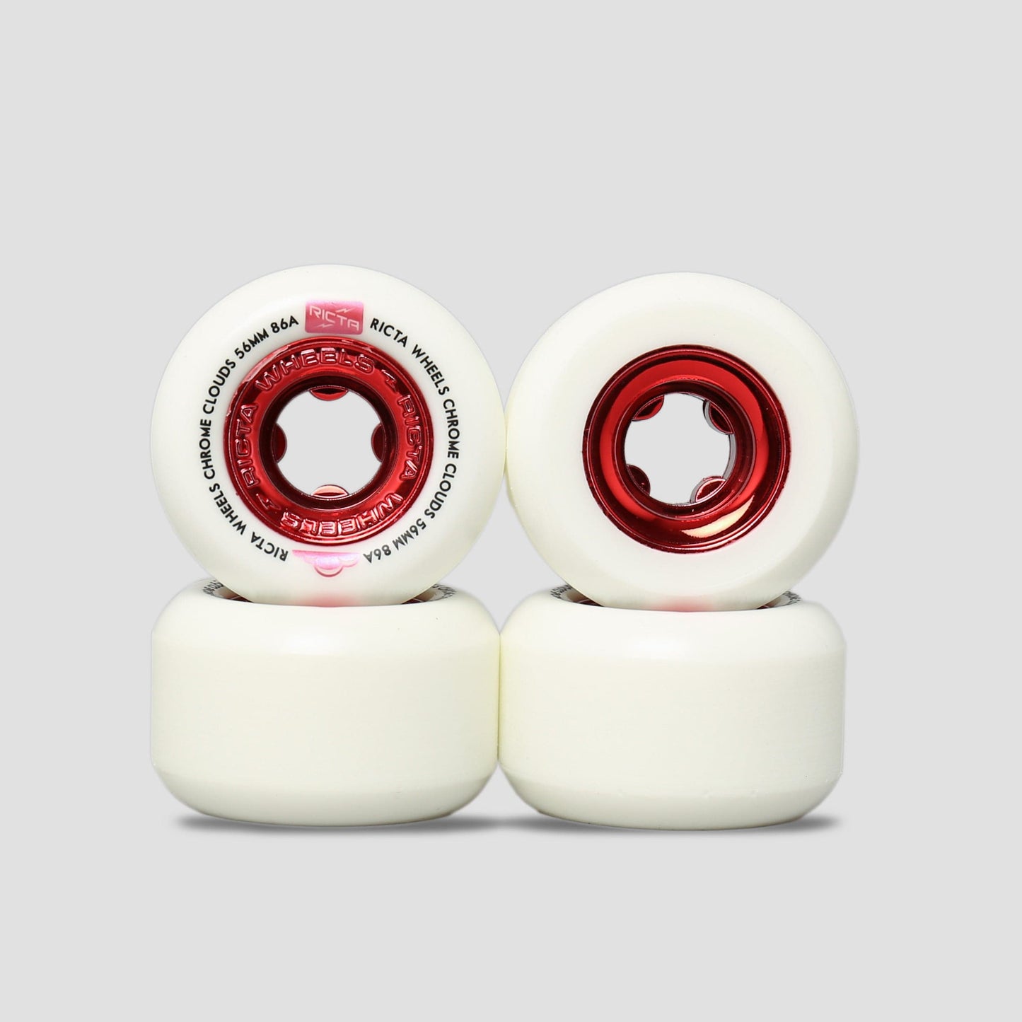 Ricta 56mm 86A Chrome Clouds Skateboard Wheels White / Red